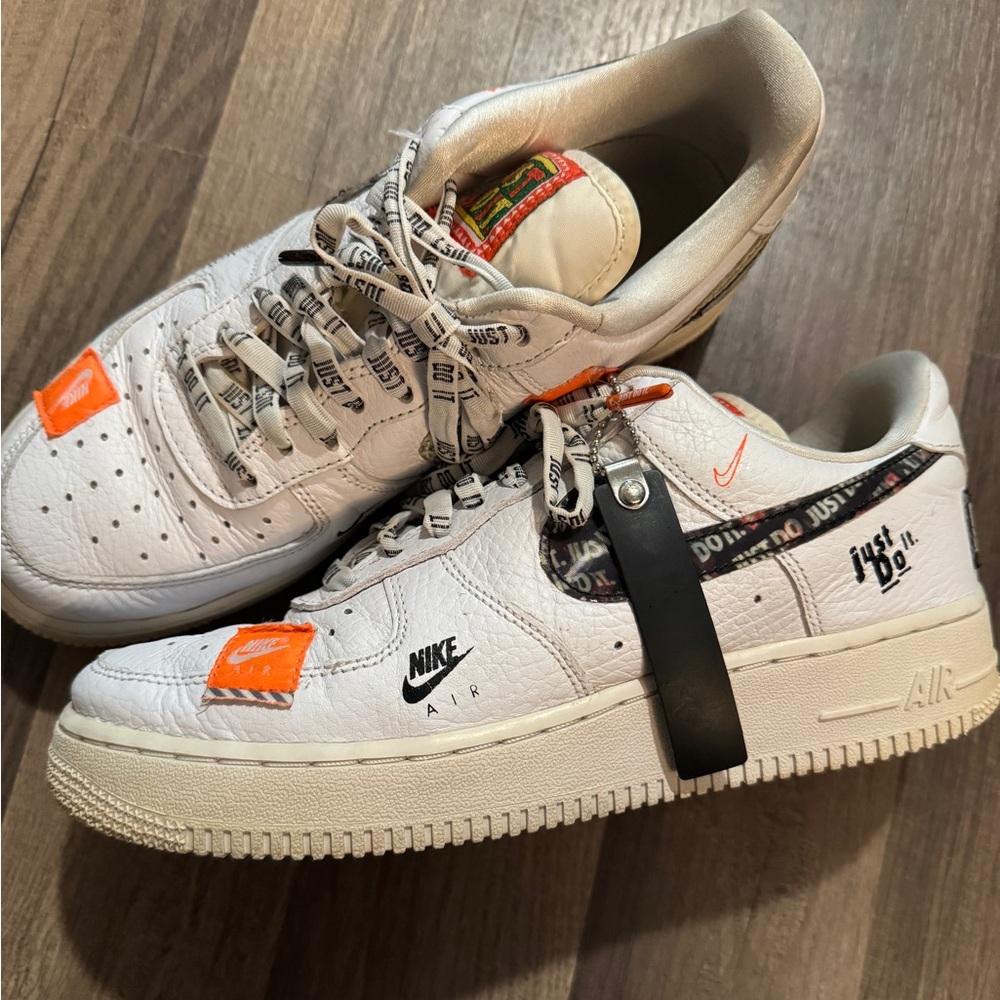 Nike Air Force One 1 Low PRM Just Do It, AR7719-100, White, Mens Size 7.5
